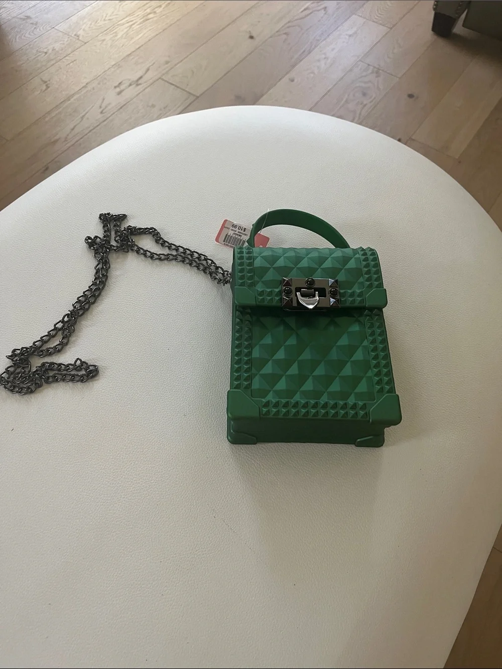 Green Geometric Crossbody Bag with Chain Strap